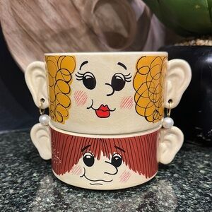 Vintage Japan stacking soup bowls set of 2 used